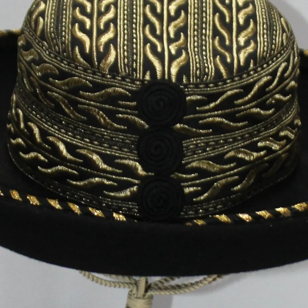 Vintage Dasha 100% Wool Black & Gold Hat